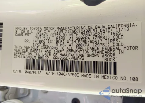 2014 Toyota Tacoma Prerunner V6 from USA, damaged, VIN 3TMJU4GN8EM160522